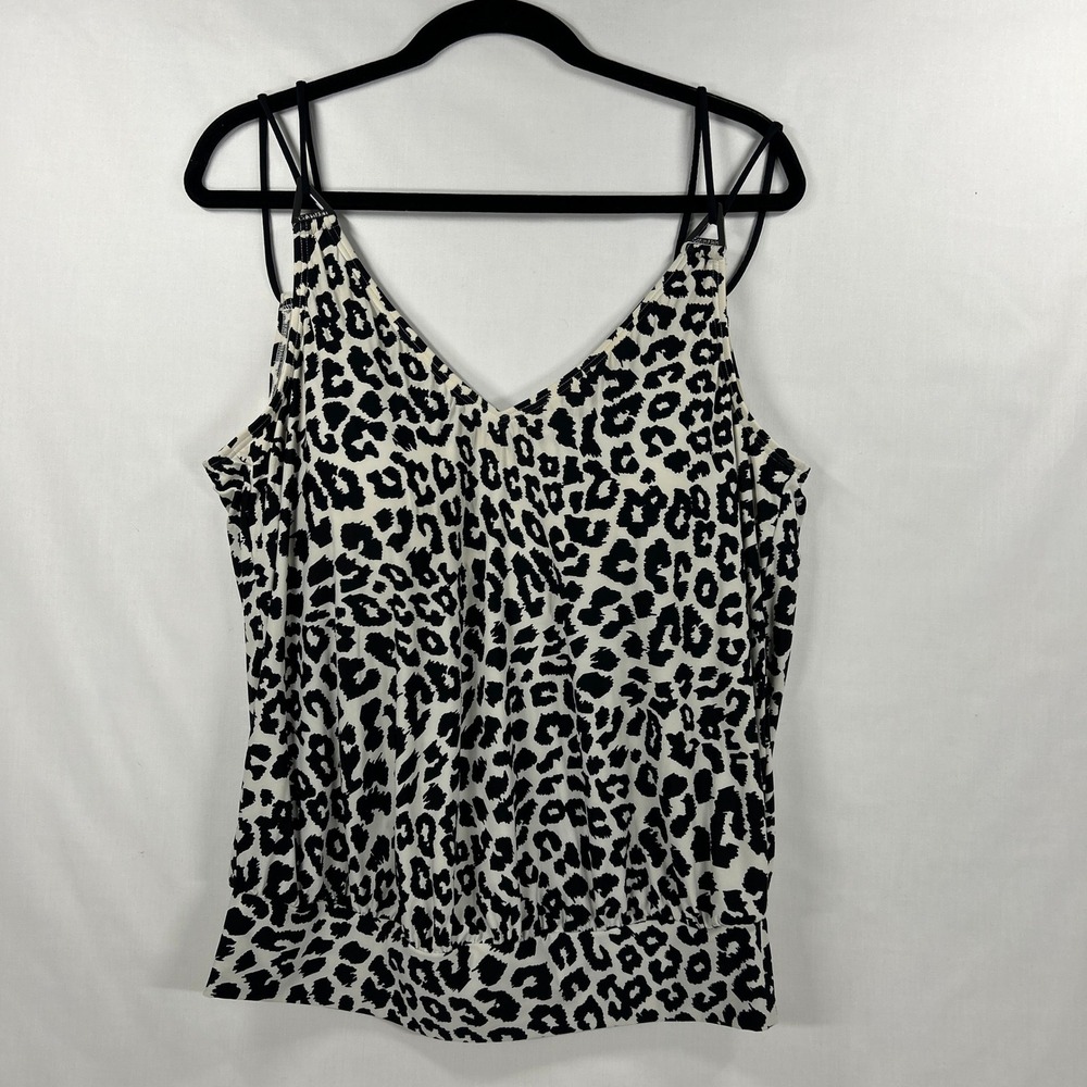 Calvin Klein Black & White Leopard Print Cami Tank Top Size S